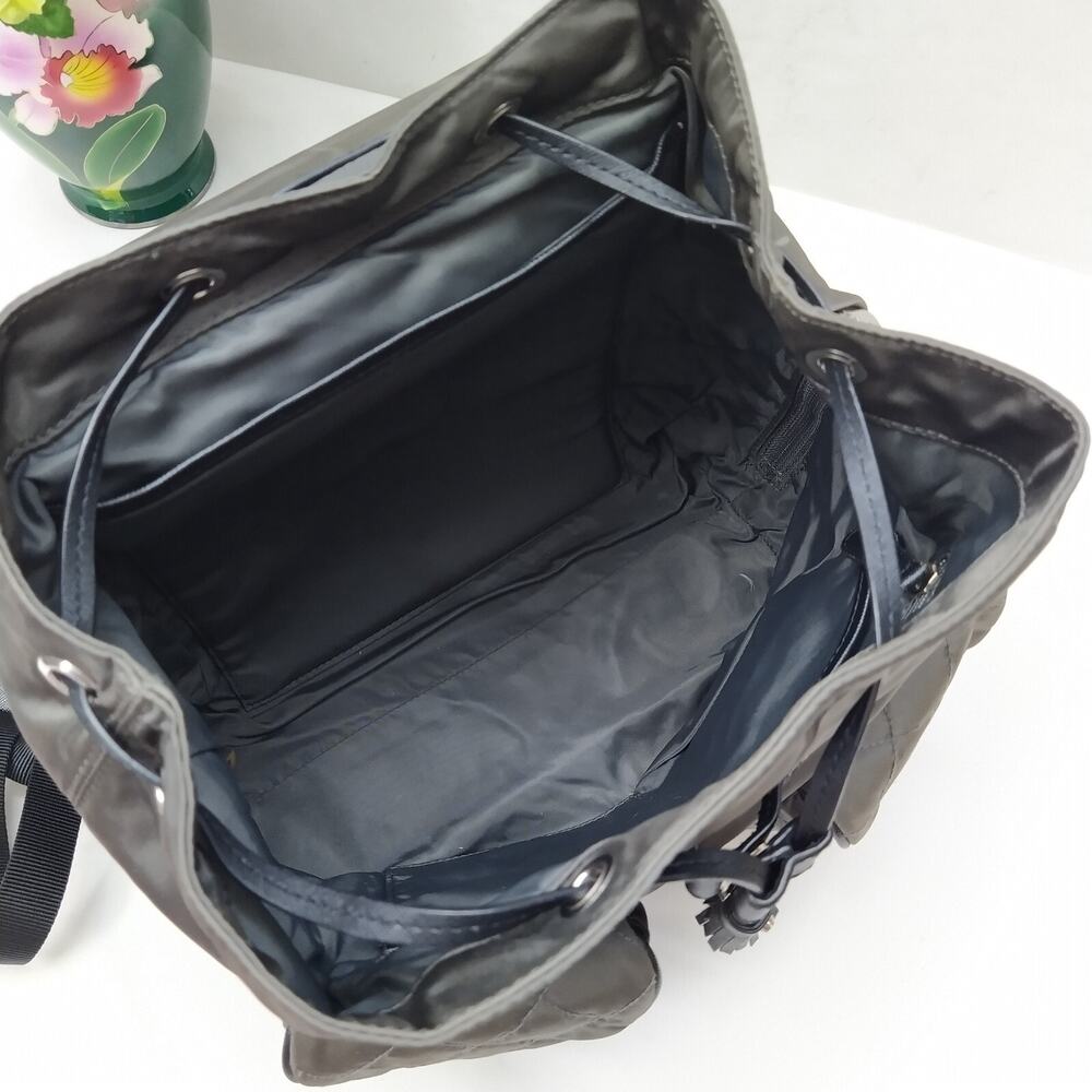 Michael Kors Kieran Dark Gray Nylon Quilted Pockets Drawstring Backpack - Picture 9 of 16